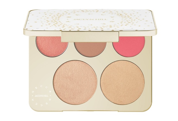 Bảng tạo khối yêu thích nhất 2016 với các sản phẩm nổi bật từ Becca và Jaclyn Hill, bao gồm các sắc thái phấn má hồng, tạo khối và highlighter, thể hiện xu hướng trang điểm nghệ thuật.